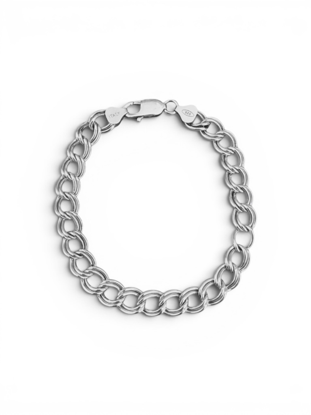 Sterling Silver .925 Double Link Chain Bracelet - 7.75”